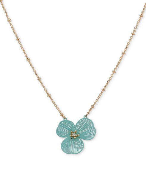 lonna & lilly gold-Tone Openwork Flower Pendant Necklace, 16" + 3" extender