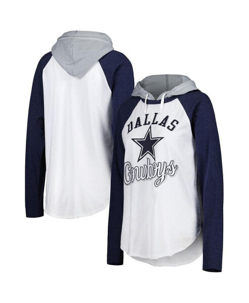 Women's White Dallas Cowboys MVP Raglan Hoodie Long Sleeve T-shirt