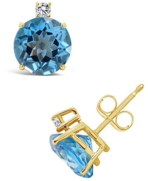 Blue Topaz (4-3/4 ct. t.w.) and Diamond Accent Stud Earrings in 14K Yellow Gold