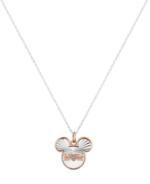 Cubic Zirconia Heart Mickey Mouse Mom Pendant Necklace