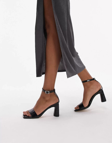 Topshop Daisy two part heeled sandal in black