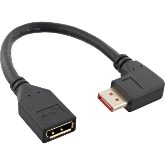 InLine DisplayPort 1.4 adapter cable M/F - 8K4K - angled right - black/gold