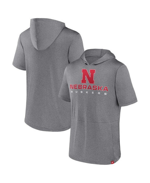 Men's Heather Gray Nebraska Huskers Modern Stack Hoodie T-shirt