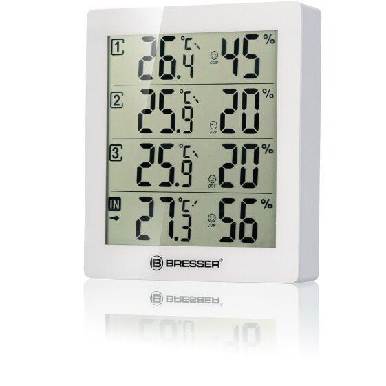 Bresser Optics 7000020GYE000 - White - Indoor hygrometer - Indoor thermometer - Outdoor hygrometer - Outdoor thermometer - Hygrometer - Thermometer - Hygrometer - Thermometer - Plastic - 1 °C