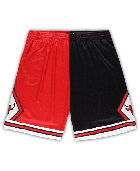 Men's Red, Black Chicago Bulls Big and Tall Hardwood Classics Split Swingman Shorts