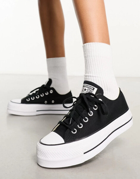 Converse Chuck Taylor Lift Ox Lift platform trainers in black - BLACK