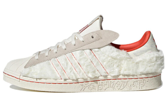 韩美林 x adidas originals Superstar 80s "卯兔" 防滑耐磨 板鞋 男女同款 白红色 / Кроссовки Adidas originals Superstar ID4380