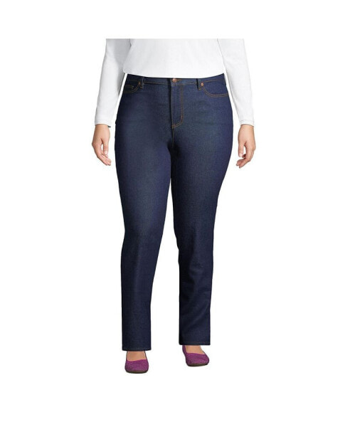 Plus Size Mid Rise Straight Leg Blue Jeans