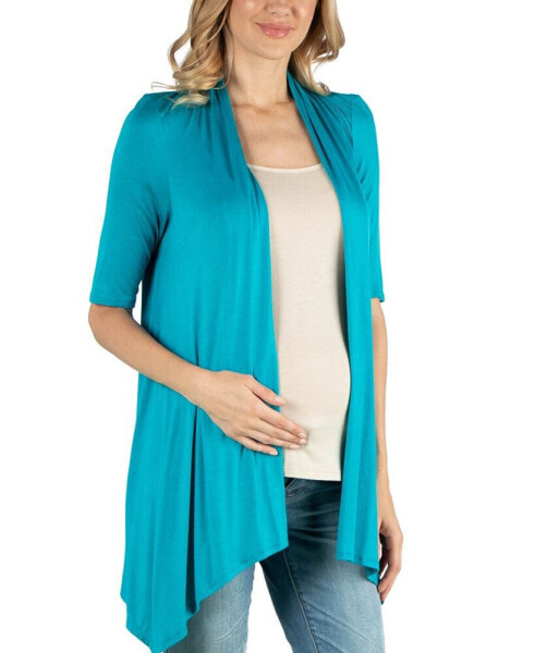 Loose Fit Open Front Maternity Cardigan with Half Sleeve