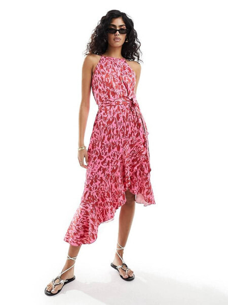 Style Cheat halterneck cami midi dress with tie waist in floral print