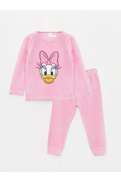 baby Bisiklet Yaka Uzun Kollu Daisy Duck Baskılı Kız Bebek Pijama Takım