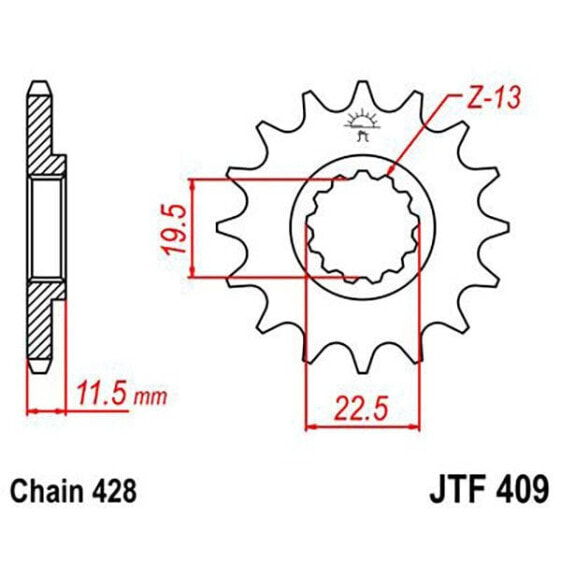 JT SPROCKETS 428 JTF409.15 Steel front sprocket