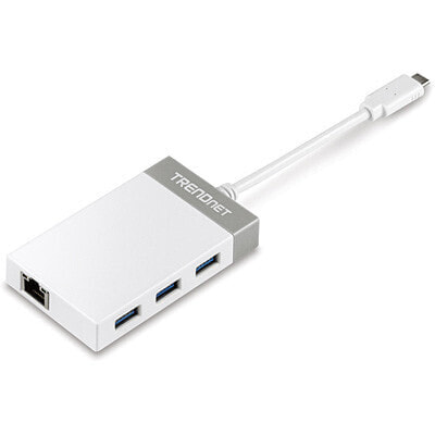 TRENDnet TUC-ETGH3 - USB 3.2 Gen 1 (3.1 Gen 1) Type-C - RJ-45 - USB 3.2 Gen 1 (3.1 Gen 1) Type-A - 5000 Mbit/s - Grey - White - 0.127 m - CE - FCC