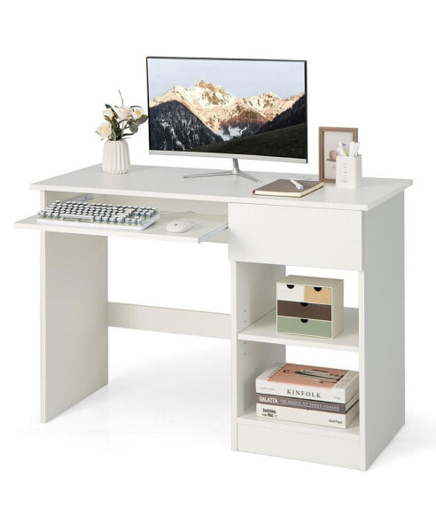 Computer Desk Home Office Workstation Study Laptop Table with Keyboard Tray Drawer