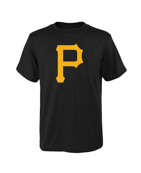 Big Boys and Girls Black Pittsburgh Pirates Logo Primary Team T-shirt