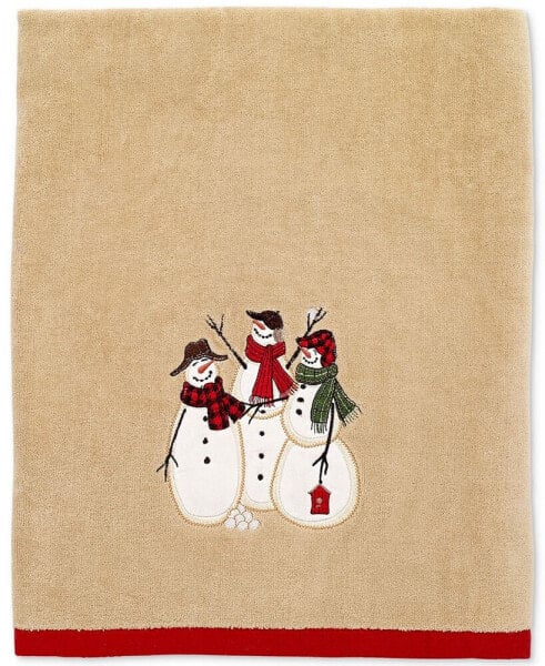 Snowman Gathering Holiday Cotton Bath Towel, 27" x 50"