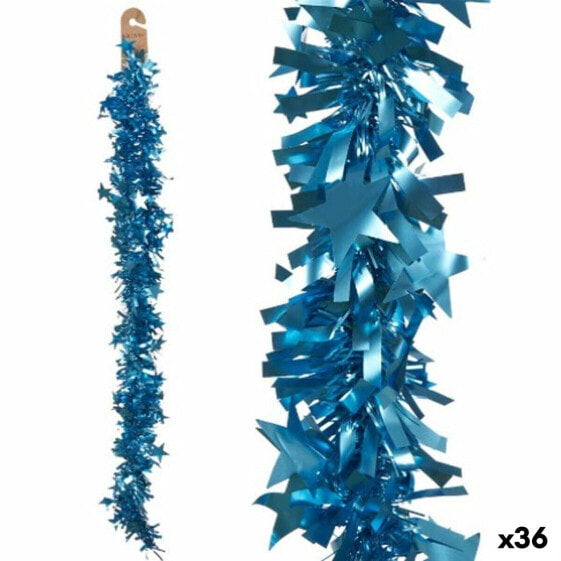 Christmas garland Tinsel Stars Turquoise 9 x 9 x 200 cm (36 Units)