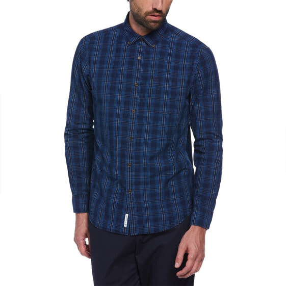 ORIGINAL PENGUIN Cotton Indigo Plaid long sleeve shirt