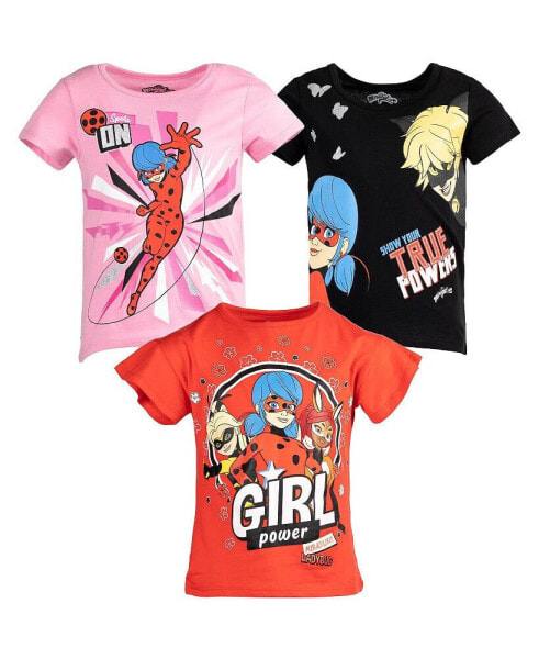 Rena Rouge Cat Noir Ladybug Girls 3 Pack T-Shirts Toddler|Child