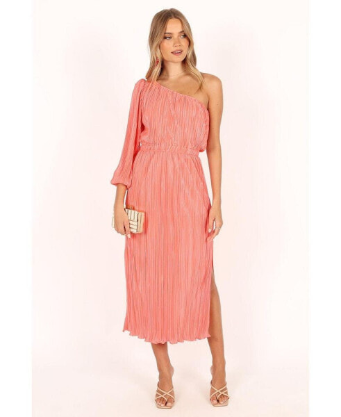 Pontee One Shoulder Pleated Midi Dress