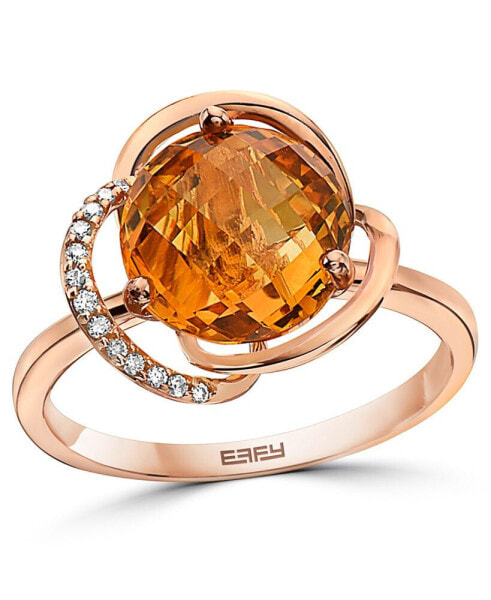 EFFY® Citrine (3-1/6 ct. t.w.) & Diamond (1/20 ct. t.w.) Statement Ring in 14k Rose Gold