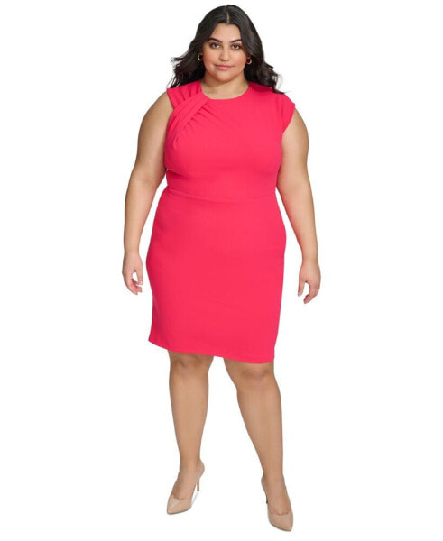 Plus Size Twist-Neck Sleeveless Sheath Dress