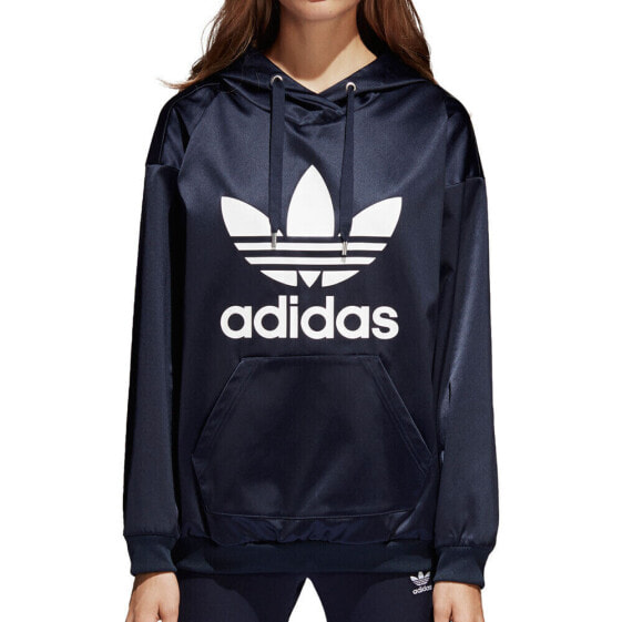 Adidas Originals Trefoil Women's Satin Pullover Hoodie Legend Ink-White bp9406