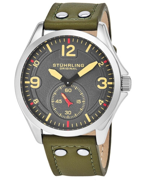Часы Stuhrling Original Quartz  Silver Grey Dial  Leather Strap