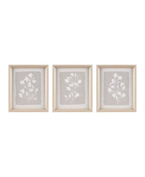 3 Piece Fair Florets Printed Framed Graphic Wall Art, 14" x 12"