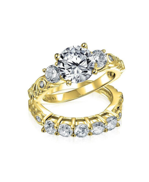 Кольцо Bling Jewelry Art Deco Style CZ Engagement  Set