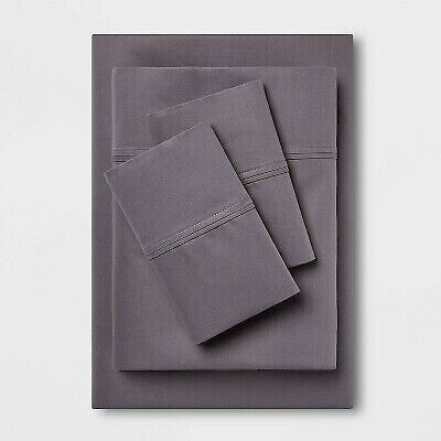 Full 400 Thread Count Solid Performance Sheet Set Dark Gray - Threshold