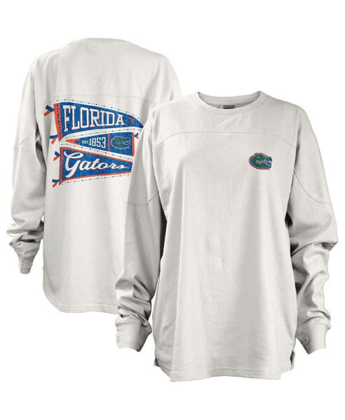 Women's White Florida Gators Pennant Stack Oversized Long Sleeve T-shirt