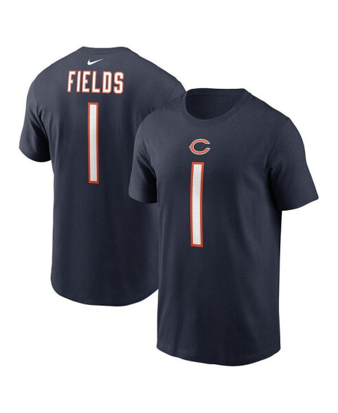 Men's Justin Fields Navy Chicago Bears Player Name and Number T-shirt