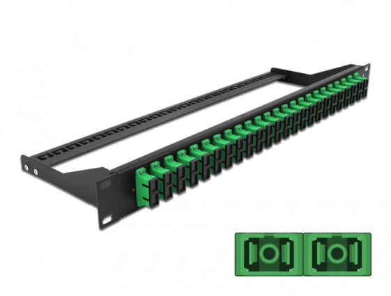 Delock 43393, Fiber, SC, Black, Green, Rack mounting, 1U, 482.6 mm