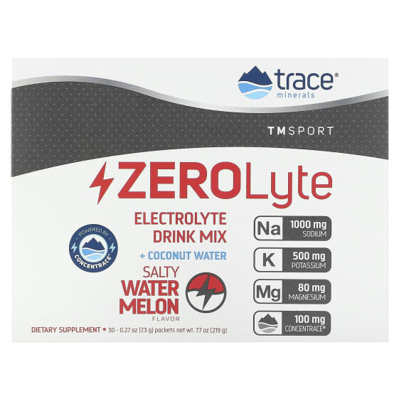 Электролитный напиток ZeroLyte, вкус Соленого арбуза, 30 пакетиков по 7.3 г - Trace Minerals ®