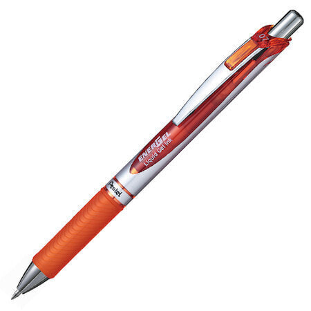 Pentel EnerGel Xm - Retractable gel pen - Orange,Silver - Orange - Plastic,Rubber - Round - 0.35 mm