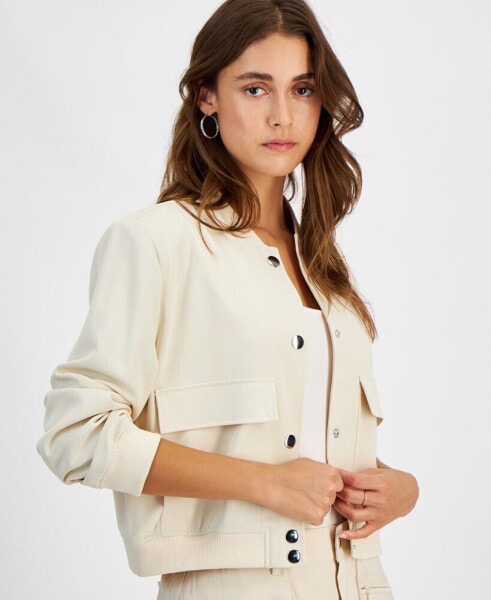 Petite Snap-Up Bomber Jacket, Created for Macy's