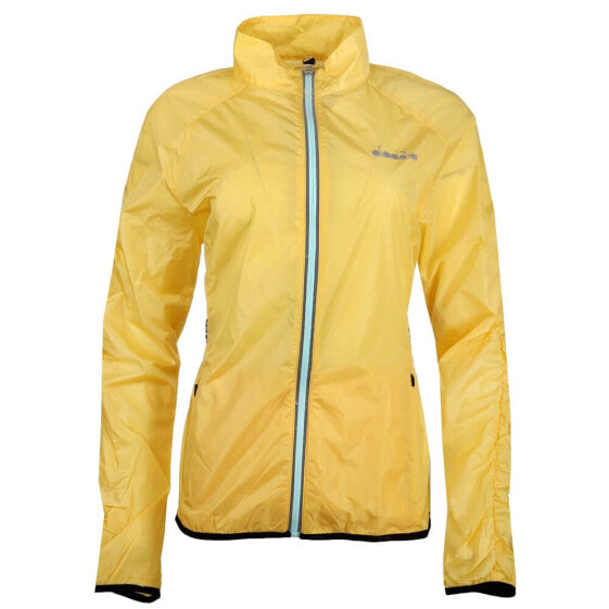 Diadora Full Zip Running Windbreaker Womens Yellow Casual Athletic Outerwear 176