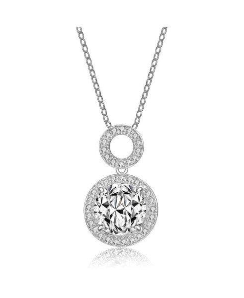 Sterling Silver Overlay Champagne Cubic Zirconia Double O Necklace