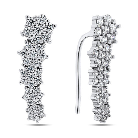 Glittering longitudinal earrings made of EA285W silver