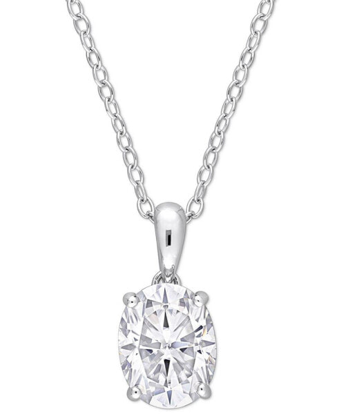 Macy's moissanite Oval Solitaire 18" Pendant Necklace (2 ct. t.w.) in Sterling Silver