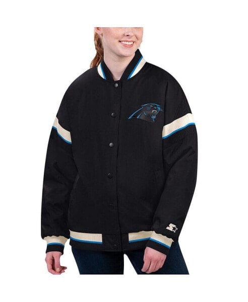 Women's Black Carolina Panthers Tournament Full-Snap Varsity Jacket