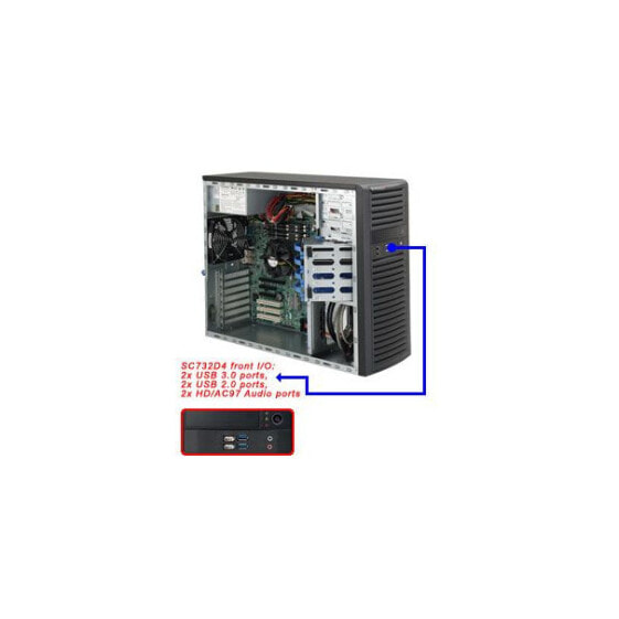 Supermicro Server Geh MT/2x600W/4x 3.5" SC732i-600B - Midi/Minitower - Gehäuse - Mid-Tower