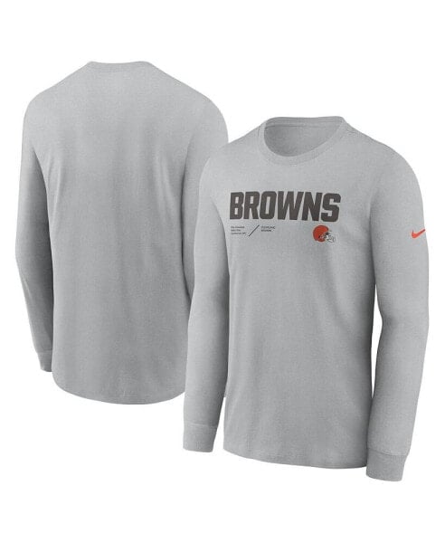 Men's Silver Cleveland Browns Infograph Lock Up Performance Long Sleeve T-shirt