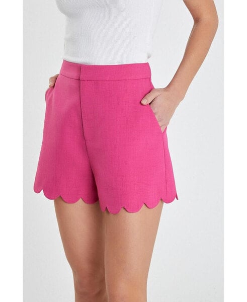 Women's Scallop Hem Shorts