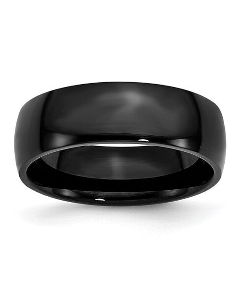 Stainless Steel Polished Black IP-plated 7mm Band Ring