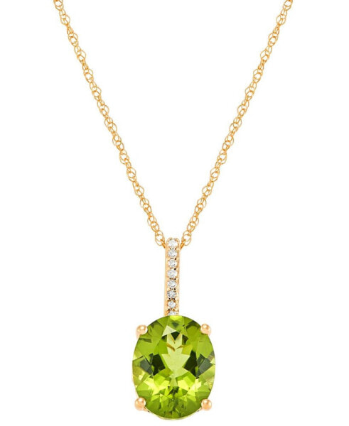 Macy's peridot (2-3/4 ct. t.w.) & Diamond Accent Oval 18" Pendant Necklace in 14k Gold