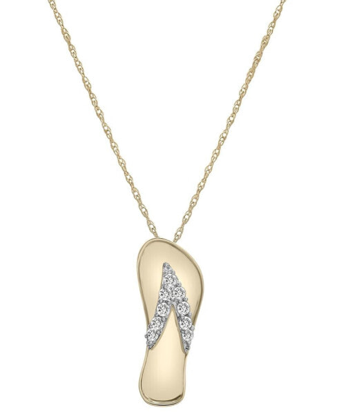 Diamond Flip Flop Sandal Pendant Necklace (1/8 ct. t.w.) in 10k Gold, 16" + 2" extender, Created for Macy's