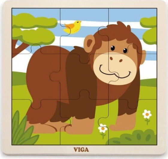 Viga Toys VIGA Poręczne Drewniane Puzzle Małpka 9 elementów