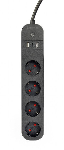 Gembird Smart power strip with USB charger 4 French sockets black